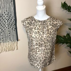 Banana Republic Cheetah Silk Blouse Cap Sleeve
